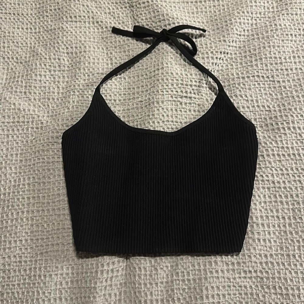 Aritzia Babaton Ribbed Tie Halter
